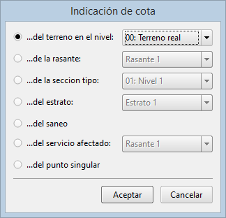 Perfiles - Edición de contenido transversal - Añadir, ejemplo cota