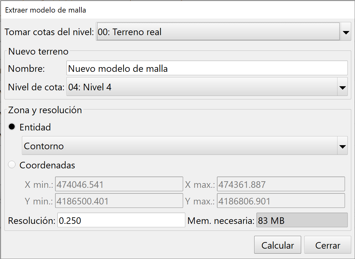 Editor de modelos - Modelos de utilidad, extraer modelo de malla, dialog