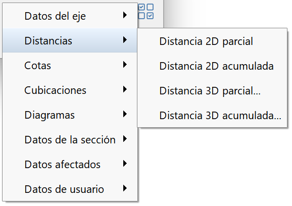 Perfiles - Edición de contenido transversal, menú distancias