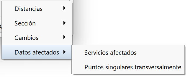 Perfiles - Edición de distribuciones - Transversal, menú datos afectados