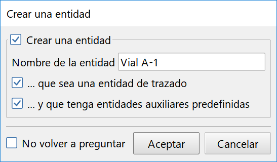 Barra superior - Crear capa - Crear entidad, dialog