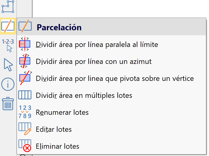 Parcelaciones - Acceso, barra cad
