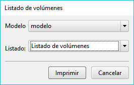 Listados - Volúmenes modelo geotécnico - Dialog Listados - Volúmenes modelo geotécnico - Dialog