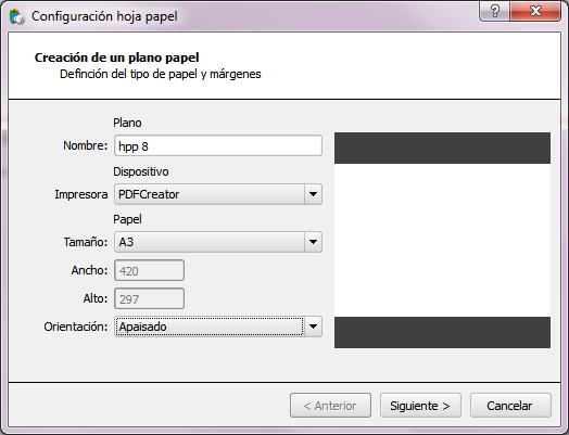 Configuracion hoja papel