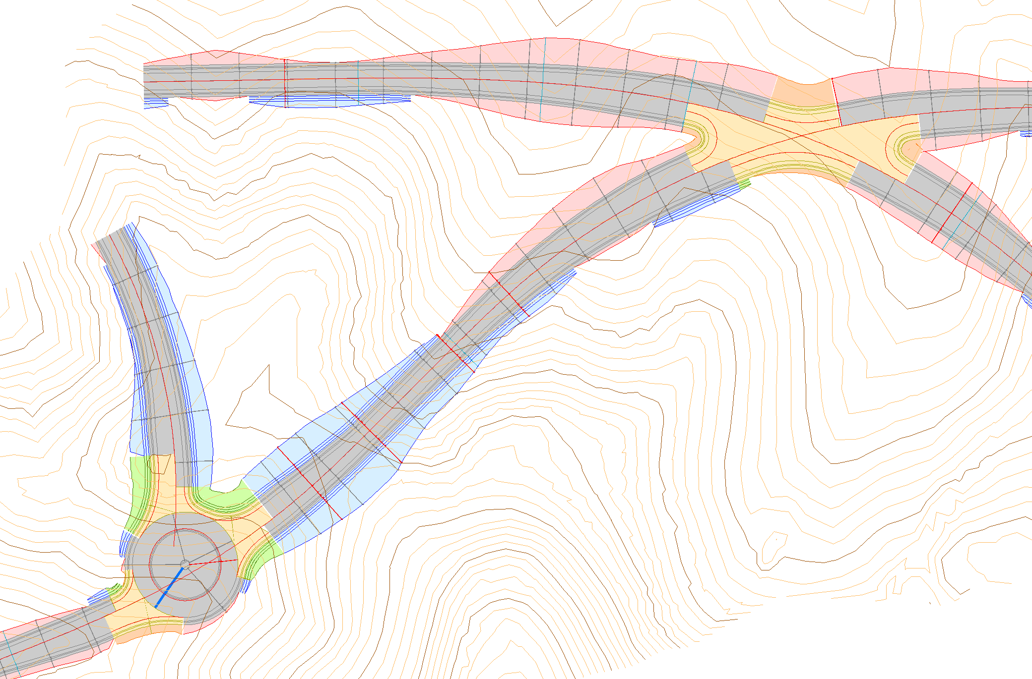 Trazado - Entronques, ejemplo rotonda + cruce