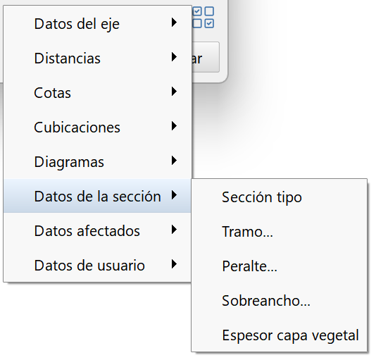 Perfiles - Edición de contenido transversal, menú datos de la sección