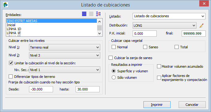 listado de cubicaciones - certificación entre modelos limiada por sección - dialog listado de cubicaciones - certificación entre modelos limiada por sección - dialog
