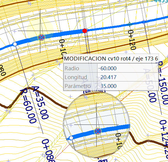 Vista 2D - Zona superior - Selector de ítems, ejemplo lupa