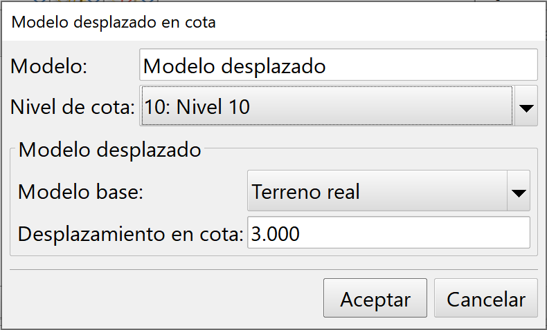 Editor de modelos - Modelos de utilidad, modelo desplazado en cota, dialog
