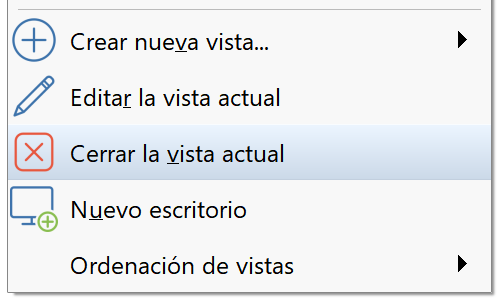 Vistas - Cuestiones generales - Cerrar vista, menú