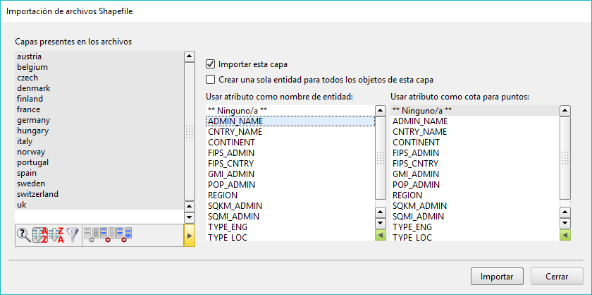 Archivo - Importar - SHP, dialog