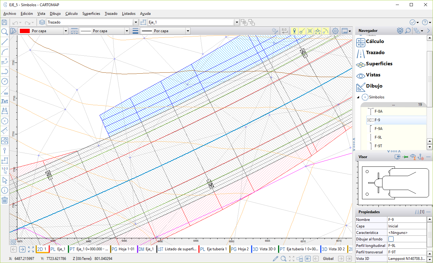 Vista en planta de los QUADs con los símbolos asignados en el eje Vista en planta de los QUADs con los símbolos asignados en el eje